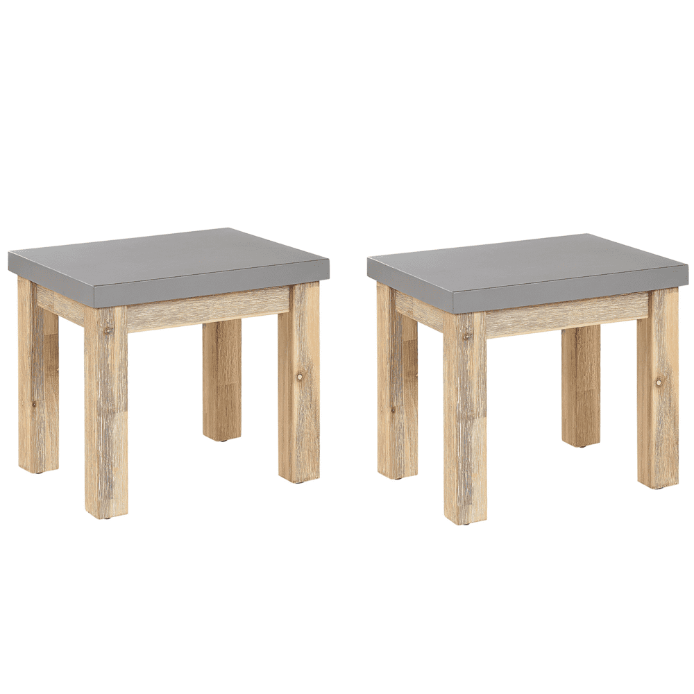 Beliani Záhradná stolička betón / akáciové drevo sivá / farba svetlého dreva sada 2 OSTUNI